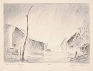 Lloyd Chester Foltz, Summer Deluge, 1934, lithograph, 6 5/16 x 9 1/16 in., Kansas State Univers…