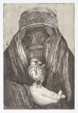 Title unknown (portrait of veiled figure with bird in hand), late 20th Century
Etching, printe…