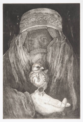 Title unknown (portrait of veiled figure with bird in hand), late 20th Century
Etching, printe…