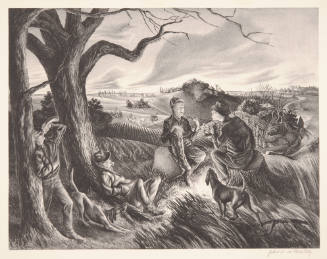 John Stockton deMartelly, Blue Valley Fox Hunt, 1936, lithograph, 12 13/16 x 16 1/2 in., Kansas…