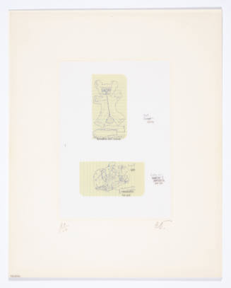 Claes Oldenburg, Designs for a cat carrier, 1972, lithograph on paper mounted on cardstock with…