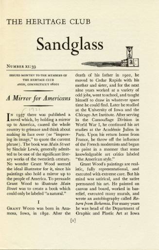 The Heritage Club, Sandglass (A Mirror for Americans), 1970, letterpress, 8 1/2 x 5 1/2 in. (fo…