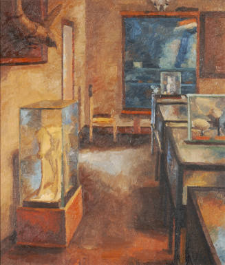 Elfreda Johnson Peterson, Museum, late 20th century, oil on canvas over hardboard, 20 3/4 x 17 …