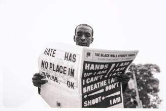 Doug Barrett, Protest 0014 (Young Man Reading Black Wall Street Journal, Greenwood District, Tu…