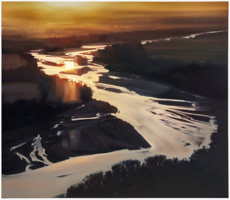 Lisa Grossman,
River Mile 104, Mill Creek on the Kaw, 2024, oil on canvas,
52 1/2 x 59 7/8 in…