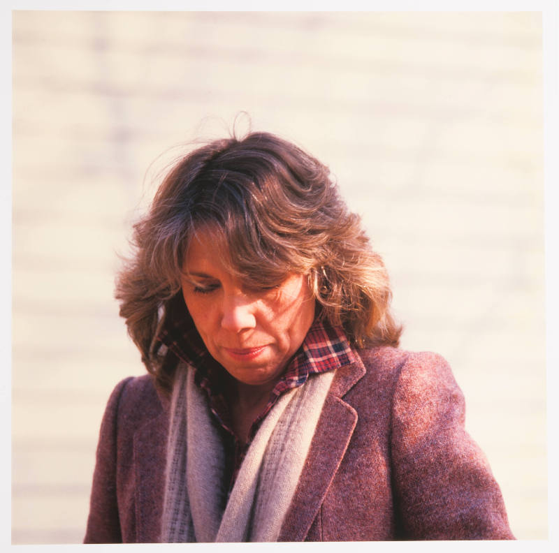 Gloria Vando Hickok (editor and publisher, Helicon Nine), backyard, Kren home, Bertrand Street, Manhattan, Kansas, February 25, 1982