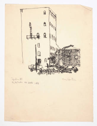 Mary Huntoon, Topeka Boulevard by the Tracks, ca. 1935, ink on paper, 8 1/2 x 6 ½ in., Kansas S…