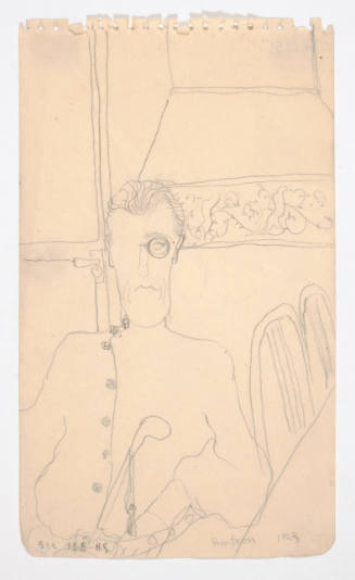 Mary Huntoon, title unknown (portrait of a one-eyed man), 1928, graphite on paper, 7 x 4 1/4 in…