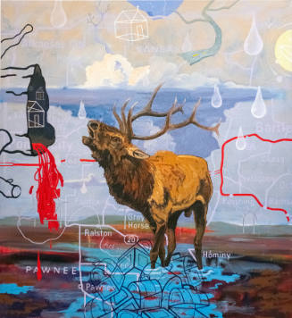 Norman Akers, Calling For Home, 2023, oil on canvas, 74 x 68 in., Kansas State University, Mari…
