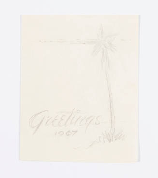 Herschel C. Logan, Study for Greetings (Christmas card), 1967, graphite, 4 x 5 in., Kansas Stat…