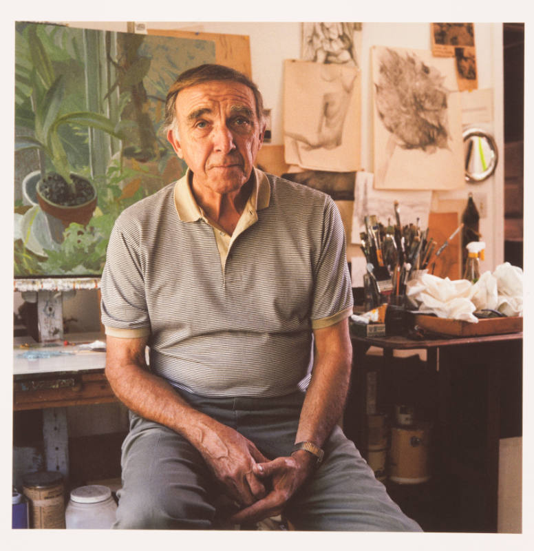 Tom Russell (painting and drawing professor, Baker University), in his studio, Grove Street, Baldwin, Kansas, March 8, 1983