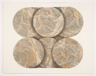 Shirley Smith, Title unknown (circle series, gray and blue), 1970, Acrylic on unbleached muslin…