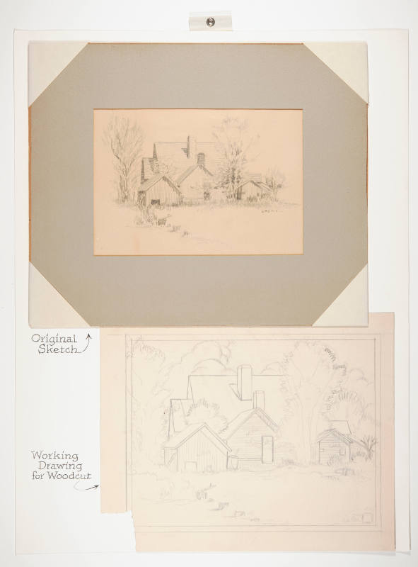 Presentation panel of original sketch for The First Snow