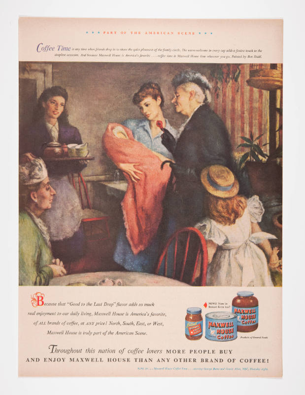 Advertisement for Maxwell House featuring a painting by Ben Stahl