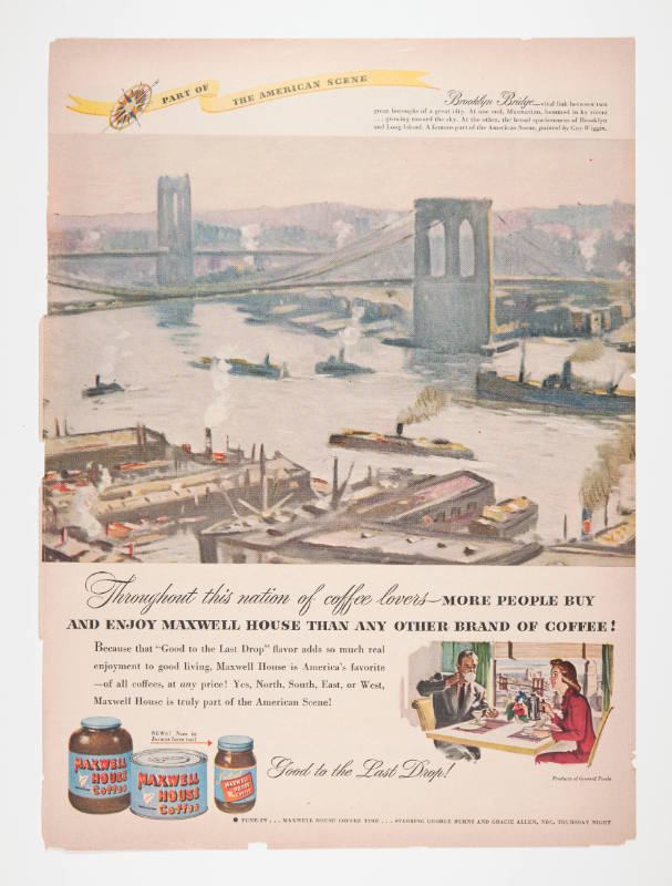 Advertisement for Maxwell House featuring a painting by Guy Wiggins