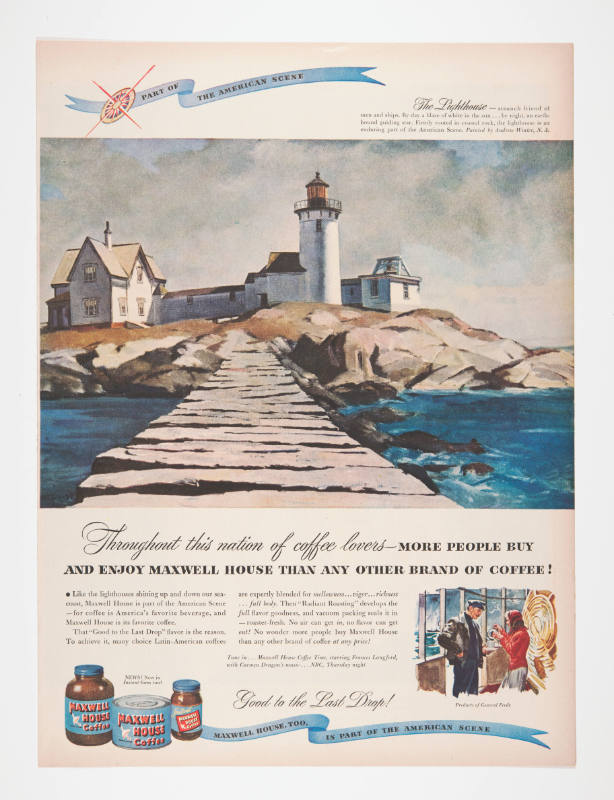 Advertisement for Maxwell House featuring a painting by Andrew Winter