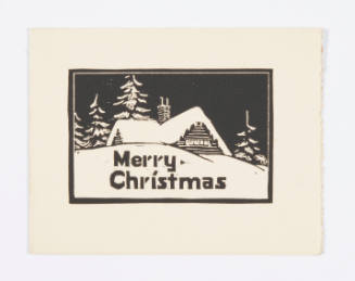 Herschel C. Logan, Merry Christmas (Christmas card), mid 20th century, woodcut, 2 1/4 x 3 1/2 i…