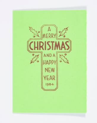 Herschel C. Logan, A Merry Christmas and a Happy New Year (Christmas card), 1984, linocut, 4 x …