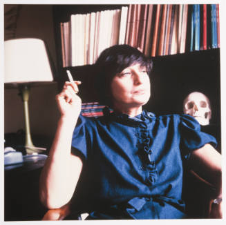 Mira Merriman (art history professor, Wichita State University), in her office, McKnight Art Center, WSU, October 1, 1983