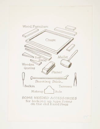 Herschel C. Logan, Study for The American Hand Press (accessories), 1980, ink and graphite, 10 …