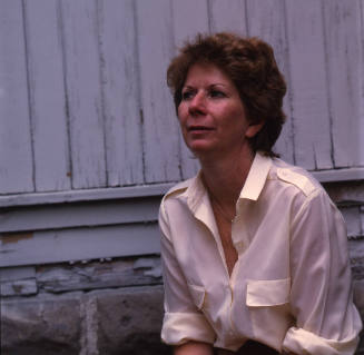 Glenice Matthews (jewelry designer and director, Wichita Center for the Arts), outside her home, Everett Street, Wichita, Kansas, October 1,1982