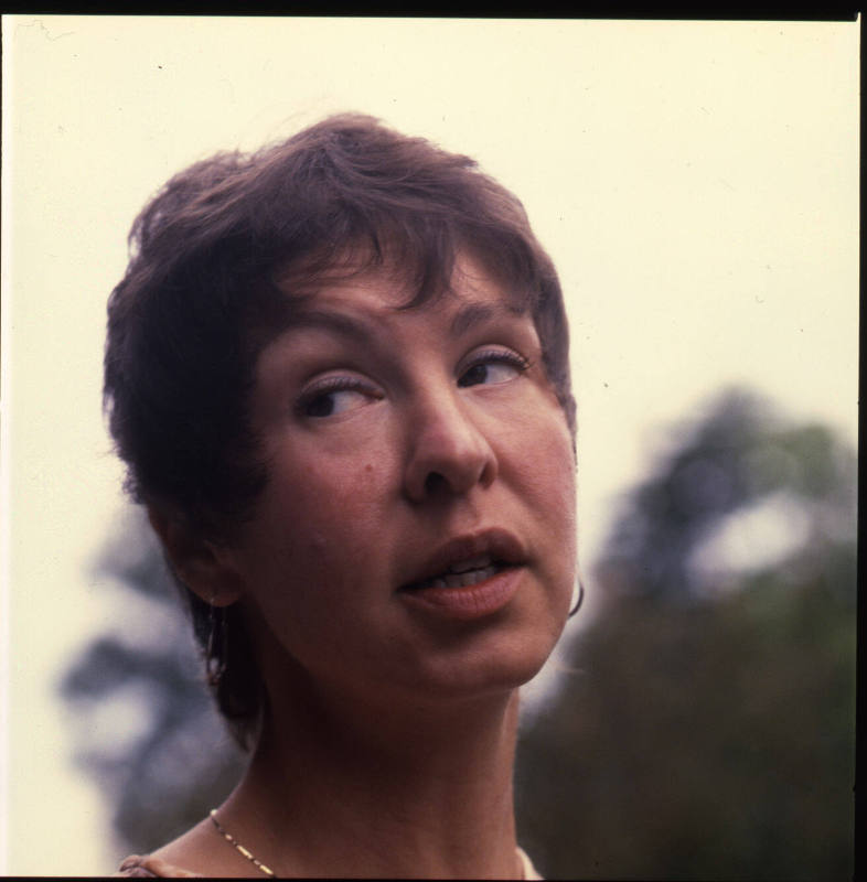 Dorothea Bilder (printmaking professor, Northern Illinoise University) outside her Green Acres home, Dekalb, Illinois, June 8, 1981