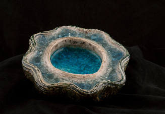 Blue jeweled crystal bowl