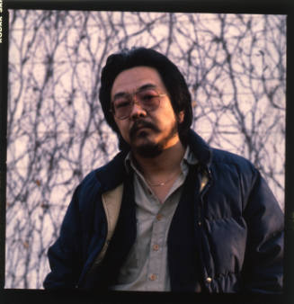 Roger Shimomura (artist, painting professor, University of Kansas) Back of Kren home, Bertrand Street, Manhattan, Kansas, March 5, 1981