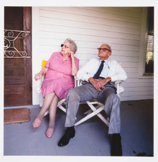 Elizabeth "Grandma" (artist) and Glenn Layton (artist's spouse), front porch of their home, 3rd Street, Wellsville, Kansas, August 22, 1989