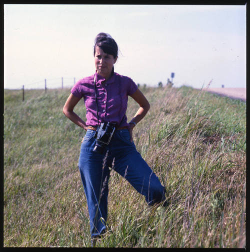 Terry Evans (photographer) on the prairie, north of Manhattan, Pottawatomie County, Kansas, August 13, 1982
