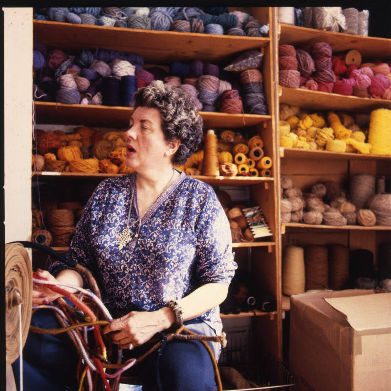 Janet Kuemmerlein (fibe artist) in her studio, centra street, Kansas City, Missouri, May 20, 1982