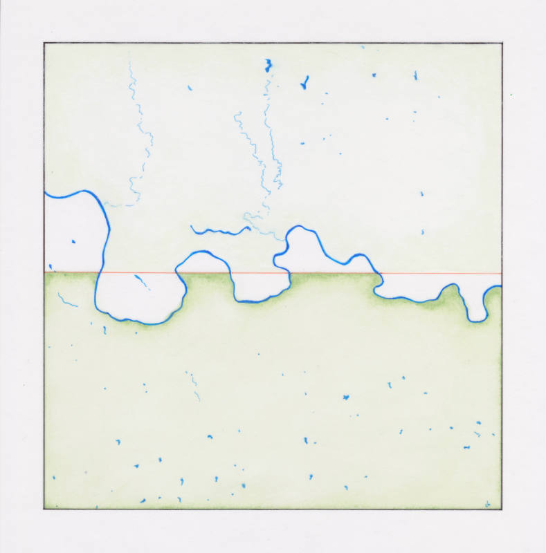 Lynn Benson, Republican River, from Waterplaces, 2012-2015, colored pencil, ink, and mineral sp…