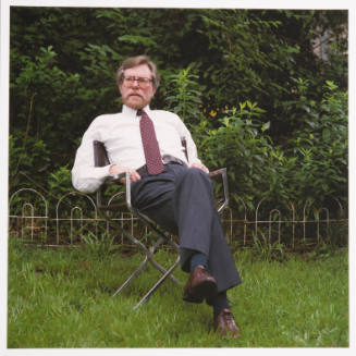 David Perkins (writer and editor, Chauteau Review), in the backyard, Walnut Street, Kansas City, Missouri, date unknown