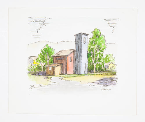 Herschel C. Logan, title unknown (lean-to houses), ca. 1975, watercolor and ink, 5 3/4 x 7 in.,…