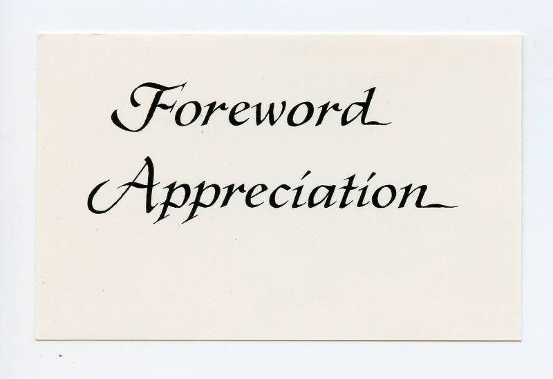 Foreword Appreciation