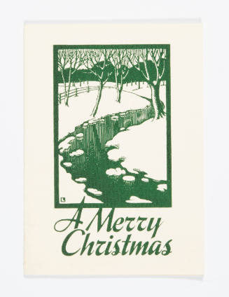 Herschel C. Logan, A Merry Christmas (Christmas card), 1947, metalcut, 5 5/16 x 3 in., Kansas S…