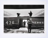 Gordon Roger Alexander Buchanan Parks, 	Title unknown (men with railroad car, New York), 1957, …