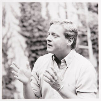 Don Lambert (arts advocate), backyard, Kren home, Betrand Street, Manhattan, Kansas, July 18, 1985