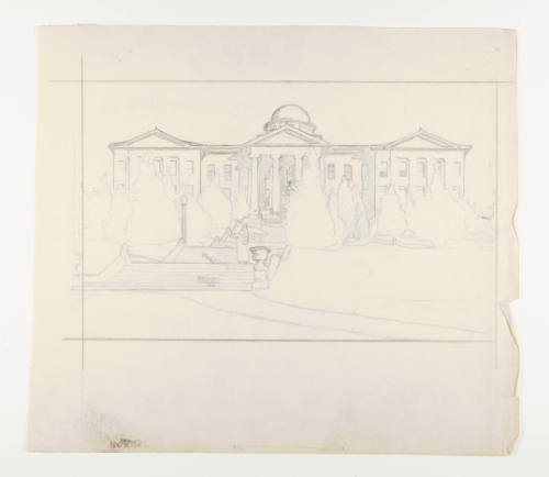 Herschel C. Logan, Study for Richardson Hall, Southwestern College (Winfield), 1922, graphite, …