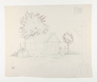 Herschel C. Logan, Study for Old Smoke House, ca.1928, graphite, 7 3/4 x 9 1/4 in., Kansas Stat…