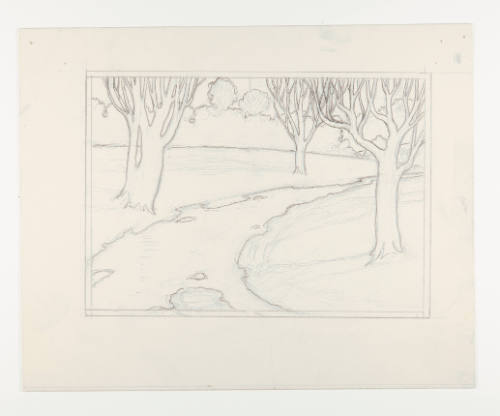 Herschel C. Logan, Study for Creek in Winter, 1928, graphite, 7 3/8 x 9 1/4 in., Kansas State U…