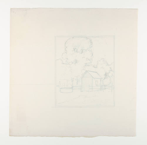 Herschel C. Logan, Study for the Old Milkhouse, 1926, graphite, 8 1/2 x 8 1/2 in., Kansas State…