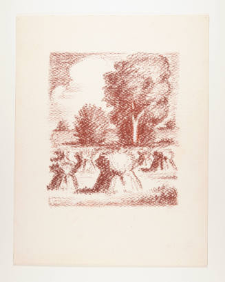 Herschel C. Logan, Study for Harvest, 1924, red chalk with white correction fluid, 11 1/2 x 9 i…