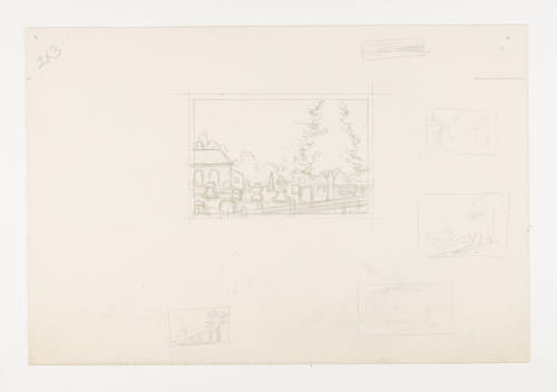 Herschel C. Logan, Study for Cemetery, ca. 1928, graphite, 5 1/2 x 8 1/4 in., Kansas State Univ…