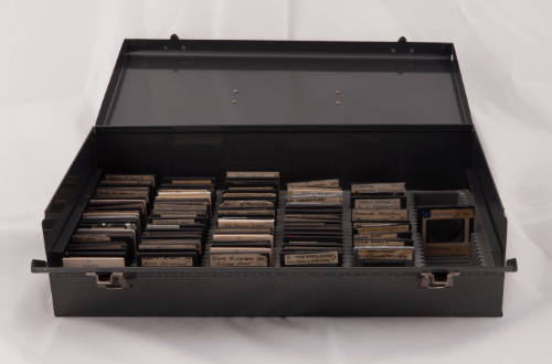 Metal box of slides