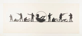 Herschel C. Logan, Study for a frieze design of gunmen in silhouettes, ca. 1960, ink with graph…
