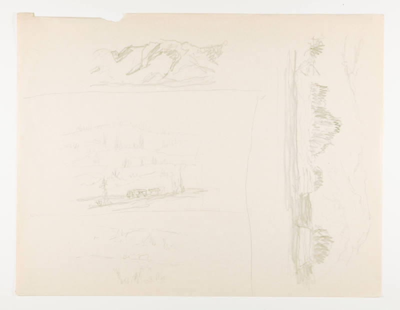 Herschel C. Logan, title unknown (landscape sketches), ca. 1975, graphite, 8 ½ x 11 in., Kansas…