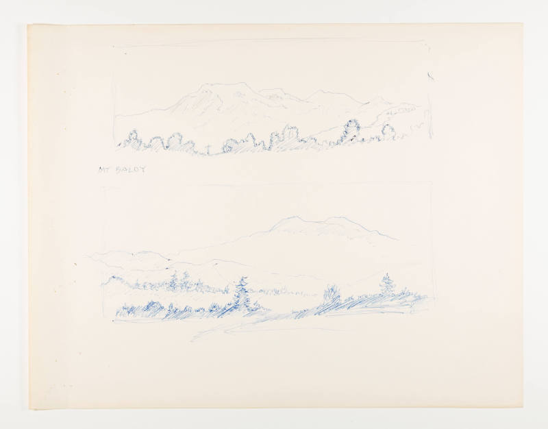 Herschel C. Logan, title unknown (Mt. Baldy and Saddleback), ca. 1975, ballpoint pen, 8 1/2 x 1…