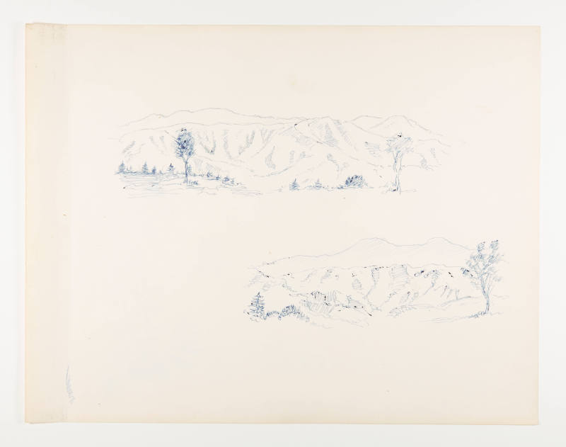 Herschel C. Logan, title unknown (Mt. Baldy and Saddleback), ca. 1975, ballpoint pen, 8 1/2 x 1…