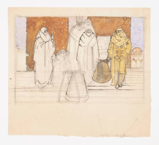 David Hicks Overmyer, Study of a Middle-Eastern scene, ca. 1953, watercolor, 7 7/8 x 8 3/4 in.,…